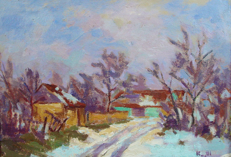 Su&scaron;&aacute;rna ovoce ve Střemo&scaron;ic&iacute;ch, kolem 1942, olej, karton