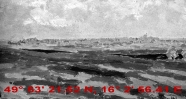 Bohumil Knyttl: Pohled na Košumberk a Luži z 49° 53' 21.52 N, +16° 2' 56.41 E